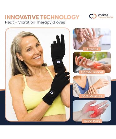 Copper Compression CopperVibe Heated Therapy Gloves for Arthritis & Pain Relief - Vibration & Heat Massage for Men & Women - Buy Online on GoSupps.com