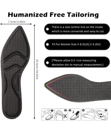 4 Pairs High Heel Insoles - Breathable Shoe Pads for Women - Foot Cushion Inserts for Foot Pain, Arch Pain, Heel Sore - Comfort Sponge Inserts for Loose Shoes - 4 Tip Designs - 10.03 Inch Boot Inserts - Buy Online on GoSupps.com