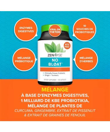 Zenwise No Bloat (Digestive Enzymes) 100 Capsules Gluten Free Soy Free Non-GMO - Buy Online on GoSupps.com