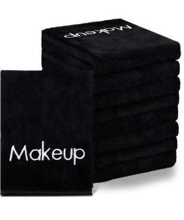 30 Pcs Microfiber Makeup Washcloths 13 x 13 Inch Makeup Remover Towels Black Remover Towels Reusable Soft Makeup Remover Cloth Absorbent Removers Washcloths Makeup Washcloths with Embroidery for Women
