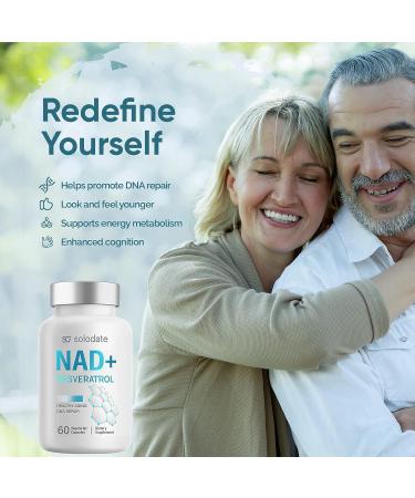 Solodate 99% Purity NAD Resveratrol Supplement - 1000mg for Anti-Aging & Energy - 240 Capsules - Buy Online on GoSupps.com