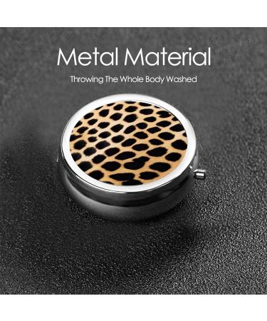 Rough Leopard Print Round Pill Box - 3 Compartment Travel Organizer for Meds & Vitamins | Mini Decorative Pocket Purse Case - Buy Online on GoSupps.com