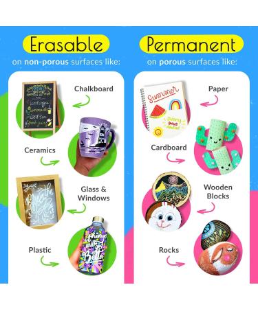 Funcils 8 Washable Window Markers for Cars - 15mm Neon Chalk Markers for Glass, Chalkboard, Blackboard, Auto - Bright Jumbo Tip, Loved by Teachers and Kids - Buy Online on GoSupps.com