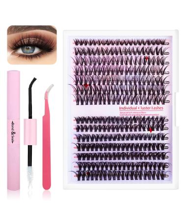 DIY Lash Extension Kit Individual Lashes Clusters Kit 30D&40D Eyelash Extension Kit Natural False Lash Kit with Bond and Seal Lash Applicator Tool and Lash Tweezers