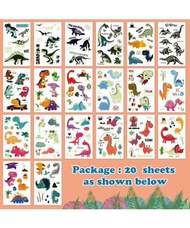 Luminous Dinosaur Temporary Tattoos - 160 PCS Glow Dino Decorations for Kids Birthday Party - Boys and Girls Tattoos Stickers - Stocking Stuffers (20 Sheets) - Buy Online on GoSupps.com
