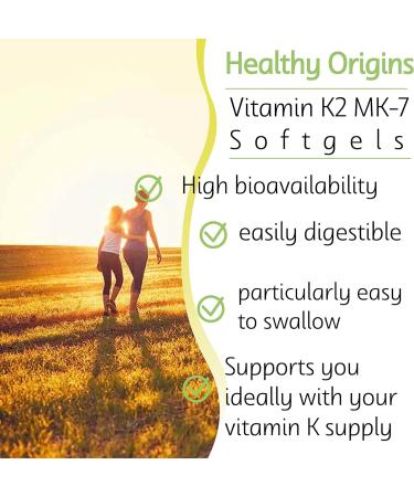 Healthy Origins Vitamin K2 MK-7 100mcg - 180 Vegetarian Softgels | High Strength, Lab Tested, Gluten-Free, Non-GMO - Buy Online on GoSupps.com