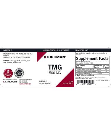 Kirkman Labs TMG 500mg | 120 Capsules - Boost Methylation & Energy Support - Buy Online on GoSupps.com