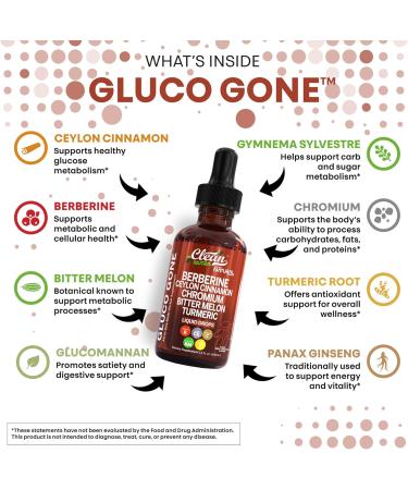 Clean Nutra Berberine with Ceylon Cinnamon Supplement Liquid Drops + Bitter Melon Extract Glucomannan Gymnema Chromium Turmeric Organic Panax Ginseng Moringa GLP-1 Support - Buy Online on GoSupps.com