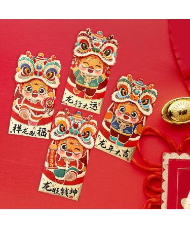 perfk 4Pcs Chinese Lunar Year Red Envelopes Red Pockets New Year Gifts Traditional Spring Festival Envelopes for Spring Festival Style C - Buy Online on GoSupps.com