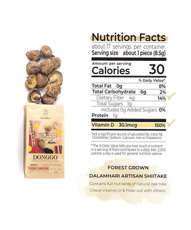 DALAMHARI Dried Shiitake Mushrooms Donggo Grade A+ (140g) - Healthy Low Carb Diabetics Veggie | Cooking Korean Plant Based Vegan Food - Buy Online on GoSupps.com