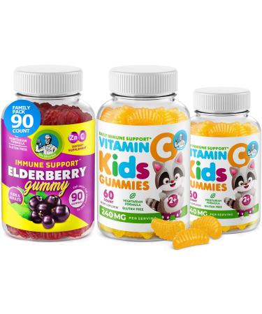 DR. MORITZ Vitamin C Gummies and Elderberry Gummies for Kids and Adults - Immune Support Low-Sugar Chewable Gummy Vitamins for Toddlers - Vegetarian Gelatin-Free Children's Dietary Supplement