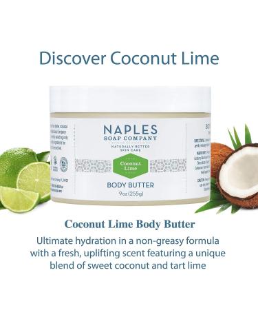 Natural Coconut Lime Body Butter for Women - 9 oz - Nourishing & Moisturizing Shea Butter - Naples Soap - Buy Online on GoSupps.com