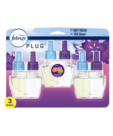 Febreze Odor-Fighting Fade Defy PLUG Air Freshener Gain Moonlight Breeze 26 mL Oil Refill 3 Count Fruit 26 ml (Pack of 3)