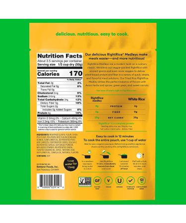 RightRice Medley - Fried Rice 6oz. (Pack of 6) | Vegetable & Ancient Grain Blend | Vegan, Non GMO, Gluten Free - Buy Online on GoSupps.com