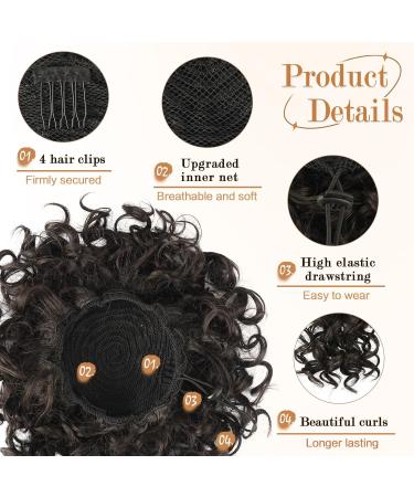 RUWISS Short Curly Drawstring Ponytail Extension in Black Brown | Synthetic Hair Bun for Women | Messy Bun Hair Piece | 1 Count - Buy Online on GoSupps.com