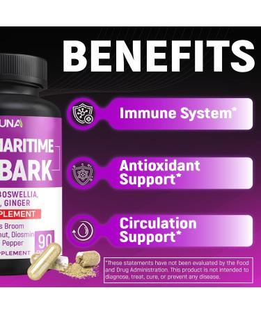 CIVIMUNA French Maritime Pine Bark Capsules with French Maritime Pine Bark Hawthorn Bosweillia and More - 90 Capsules for 3 Months Supply - Buy Online on GoSupps.com