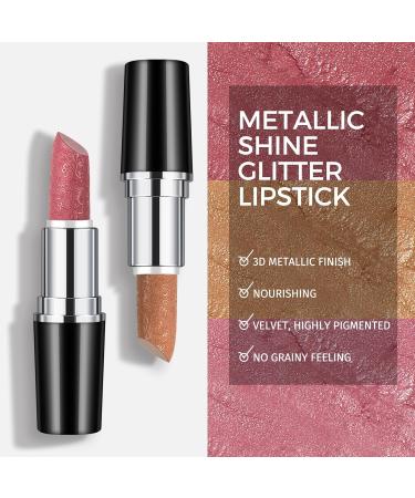 Anglicolor Metallic Glitter Lipstick - Sahara Gold | Highly Pigmented & Moisturizing Nude Lipstick with Velvety Smooth Application - Buy Online on GoSupps.com