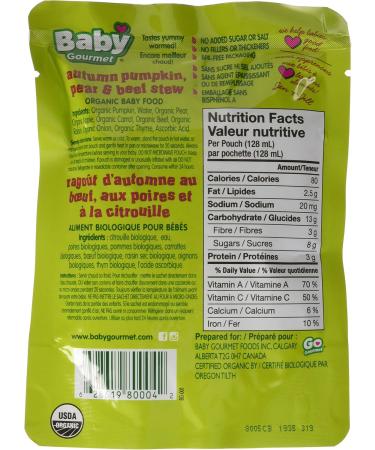 Baby Gourmet Organic Meals - Pumpkin Pear & Beef - Non-GMO BPA-Free No Added Sugar Or Salt No Fillers Or Thickeners 128ml - 16 Pack(Packaging may vary) - Buy Online on GoSupps.com