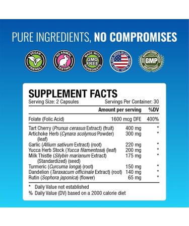 Approved Science Uric Acid Flush Supplement - Tart Cherry, Turmeric, Milk Thistle - Joint Support & Active Mobility - Made in USA - Vegan -60 Capsules - 1 Month Supply 60 Count (Pack of 1) - Buy Online on GoSupps.com