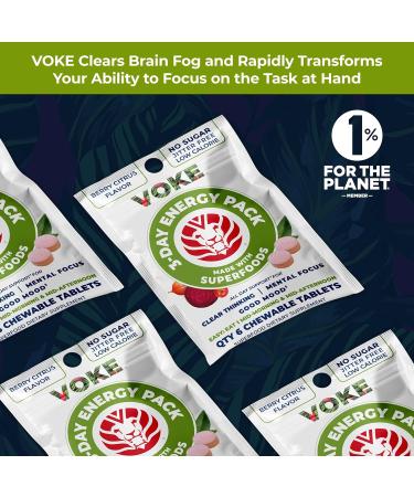Voke ENERGY TABLETS - Superfood Chewable for Focus & Clarity | 30 Count (Pack of 5) | Vitamin C Mood Support Portable & Resealable - Buy Online on GoSupps.com