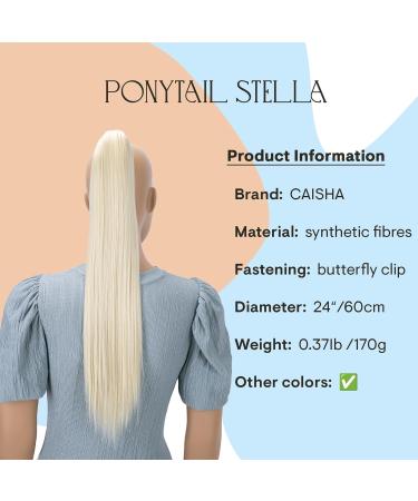 CAISHA 60 cm Heat-Resistant Platinum Blonde Ponytail with Butterfly Clamp & Braid - Premium Hair Extension #613a H618 - Buy Online on GoSupps.com