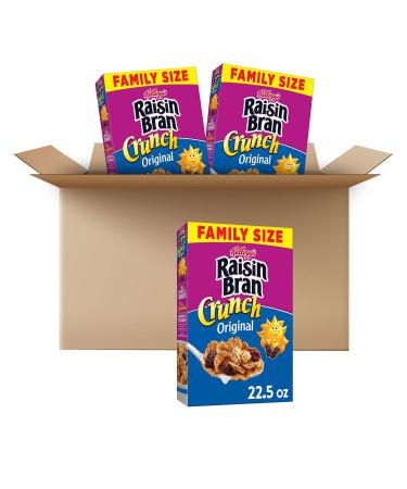 Kellogg's Raisin Bran Crunch Breakfast Cereal Fiber Cereal Made with Real Fruit Bulk Pantry Staples Original 67.5oz Case (3 Boxes) Crunch Original