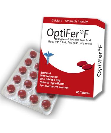 OptiFer F 60 tablets - Natural Heme Iron and Folic Acid Food Supplement