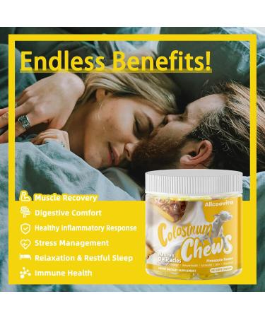 Bovine Colostrum Chews Supplement with probiotics for Gut Health Bloating Immune Support Skin Hair Growth and Beauty - Pineapple Flavor (60 Servings) - Buy Online on GoSupps.com