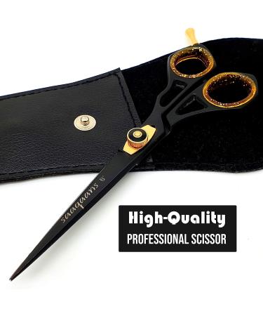 Saaqaans SQR-01 Professional Hairdressing Scissor - Versatile Tool for Hair Salon, Barber, and Home Use - Includes Black Pouch/Case - Buy Online on GoSupps.com