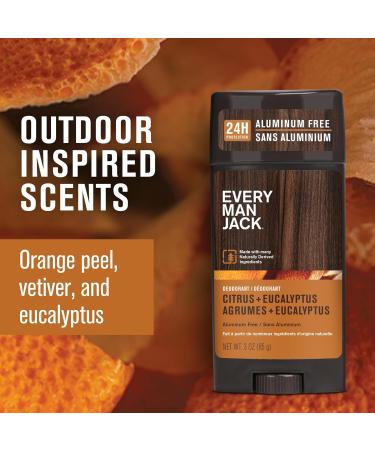 Every Man Jack Citrus + Eucalyptus Men s Deodorant - Stay Fresh with Aluminum Free Deodorant For all Skin Types - Odor Crushing Long Lasting with Naturally Derived Ingredients - 3oz (2 Pack) - Buy Online on GoSupps.com