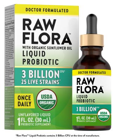 Nature's Truth Raw Flora USDA Organic Liquid Probiotic | Doctor Formulated | 25 Billion Live Strains | Vegan & Gluten Free Supplement for Men and Women