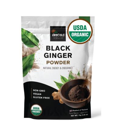 INCAS 100% USDA Organic Thai Black Ginger Powder For Men 2.65 Ounce From Thailand Non GMO Verified Herbal Supplement for Natural Energy & Endurance
