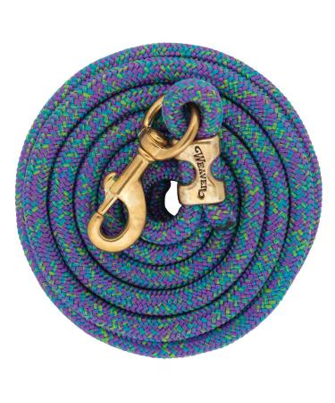 Poly Lead Rope with Solid Brass 225 Snap 10-feet Mosaic Dark Purple/Sky Blue/Lime Green