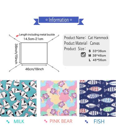 Double-Sided Hanging Cat Cage Hammock | Adjustable Pet Bed for Small Pets | Pink Bear Pattern | Medium Size - Buy Online on GoSupps.com