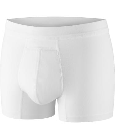 PROTECHDRY Washable Urinary Incontinence Cotton Boxer Brief for Men - White Medium 36-38 Waist - Front Absorbent Area - Pack of 1 - Buy Online on GoSupps.com