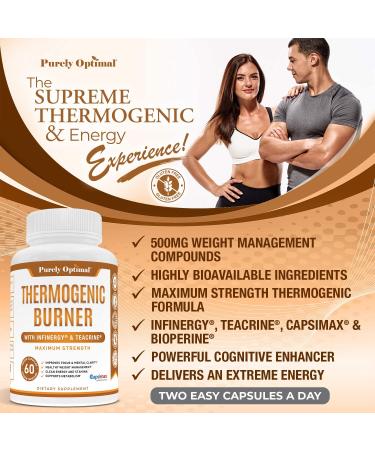Premium Thermogenic Diet Pills for Weight Management & Clean Energy - Nootropic Supplement with L-Carnitine, TeaCrine & Capsimax - 60 Veggie Capsules - Buy Online on GoSupps.com