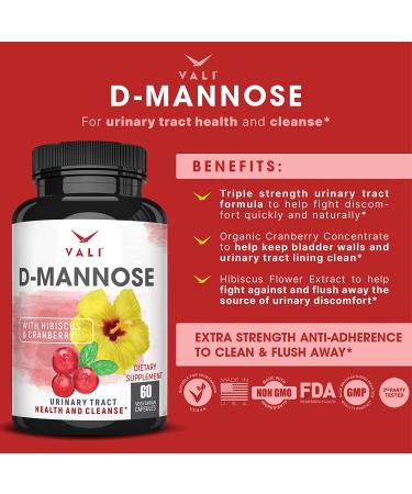 D-Mannose 1000mg UT Health Formula w/ Organic Cranberry & Hibiscus - Bladder Cleanse, Fast Detox & Herbal UT Support - 60 Veg Caps - Buy Online on GoSupps.com