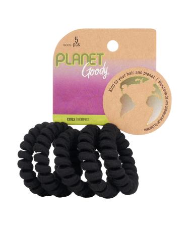Goody Planet Goody Elastic Thick Hair Coils - 5 Count Solid Pack - Medium Hair to Thick Hair - Hair Accessories for Women and Girls