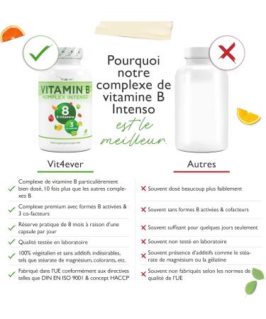 Vitamin B Complex 240 Capsules (8 Months) Up to 10 Times Dosed With Bio-Active Forms + Quatrefolic + Co-Factors Vegan - Buy Online on GoSupps.com