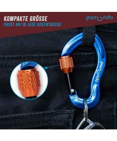 Pamindo Mini Carabiner Set - Screw Cap Aluminum Key Ring Hooks (2x Anthracite) for Outdoor & Travel - Buy Online on GoSupps.com
