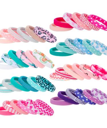 48PCS Colorful Hair Ties for Women (Large Thick) Fun Mini Seamless Hair Band - Elastic Hair Ties No Damage Ponytail Holder-Hair Accessories for Girls Kids