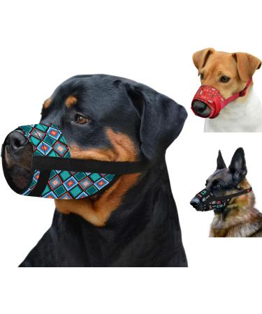 Collardirect Adjustable Dog Muzzle - Soft Breathable Nylon for Small Medium Large Dogs - Anti-Chewing Barking Biting - Tribal Pattern 3 (L/XL) - Buy Online on GoSupps.com