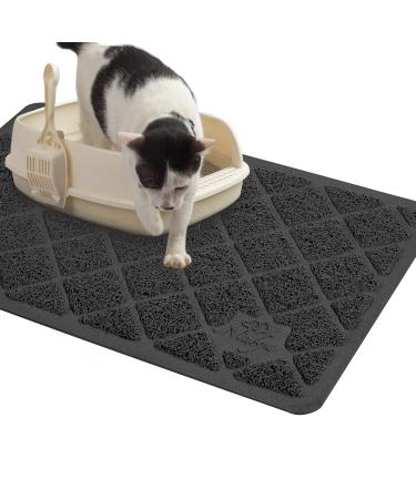Niubya Premium Cat Litter Mat, Litter Box Mat with Non-slip and Waterproof Backing, Litter Trapping Mat Soft on Kitty Paws and Easy to Clean, Cat Mat Traps Litter from Box Small - 23" x 14" Black
