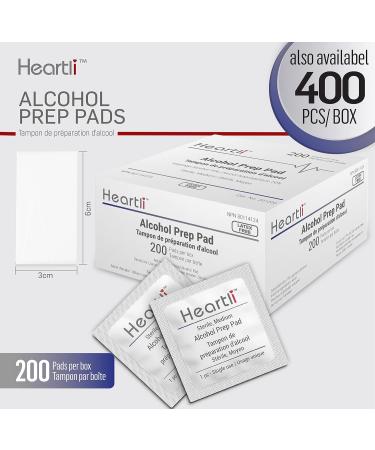 Heartli Alcohol Prep Pads 2-Ply Isopropyl Alcohol 70% Swabs Sterile Thick Cotton Gauze Wipes Individually Wrapped Antiseptic Latex Free Disinfectant Medium 6x3cm - (200 Pads) - Buy Online on GoSupps.com