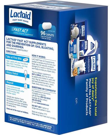 Lactaid Fast Act Lactose Intolerance Relief Caplets 96 Count - Pack of 1 - Buy Online on GoSupps.com