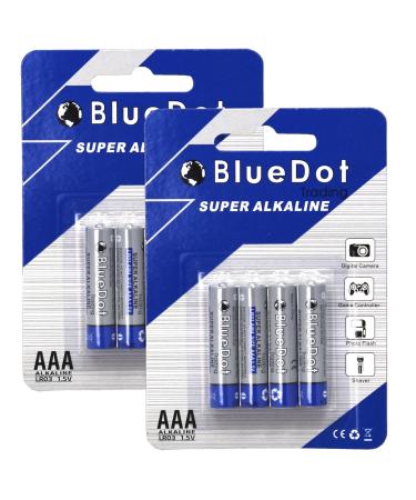 BlueDot Trading AAA Alkaline 1.5v Batteries Long Lasting All-Purpose Battery for Popular Gadgets Household and Business Easy to Open Packs 8 Count 8 Count (Pack of 1)
