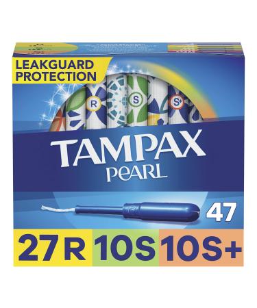 Tampax Pearl Tampons Trio Pack with LeakGuard Braid Regular/Super/Super Plus Absorbency Unscented 47 Count - Buy Online on GoSupps.com