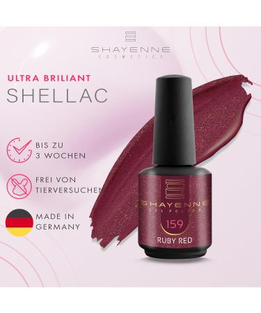 Shayenne Made in Germany Shellac Gel Nail Polish 15 ml for UV LED Lamp 159 Ruby Red Shimmer Gel Nail Polish for UV Nail Lamp LED Nail Polish Gel Polish Nail Gel - Buy Online on GoSupps.com