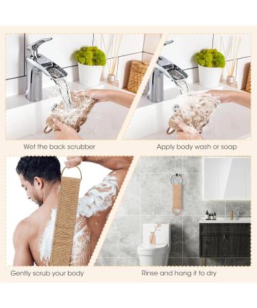 Goldoars Bamboo Fiber Back Scrubber - 2-Piece Shower Peeling Sponge & Brush Set - Eco-Friendly Bath Accessory - Buy Online on GoSupps.com