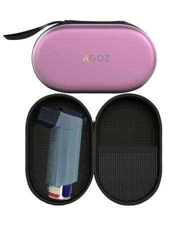 AGOZ Asthma Inhaler Case Zippered Protective Medical Pouch Cover with Wrist Strap (Purple)
